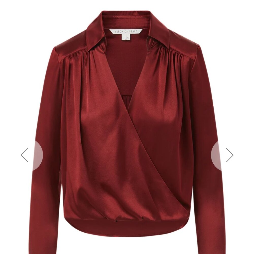 Veronica Beard maroon Rozik stretch silk shirt